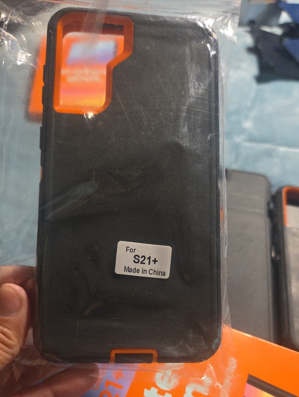On Running 3 Black and Orange Dual-Layer Phone Case for S21+